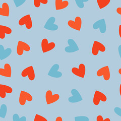 Hearts vector seamless pattern. Heart shape background. Valentine's Day. Gift wrap, print, fabric, cute background for a card. Modern colorful love vector illustration.