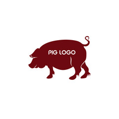 Pig logo vector minimal design on white background