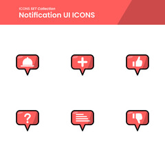 Illustration icons set of notification button bell, plus, like, and many more. perfect use for web pattern design etc.
