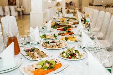 Sausage slices on a holiday table