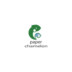 Chameleon paper logo vector abstract icon illustration
