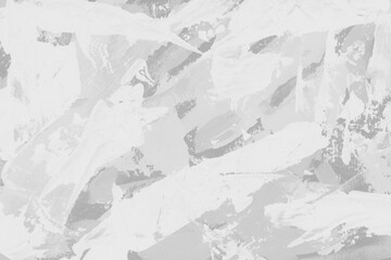 Modern contemporary acrylic background. White texture made with a palette knife. Abstract painting on paper. Mess on the canvas.