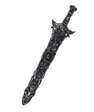 toy medieval sword on white background