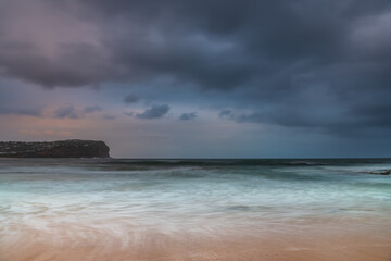 Wet weather sunrise seascape