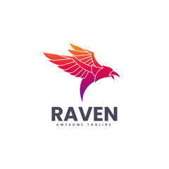 Vector Logo Illustration Raven Gradient Colorful Style.