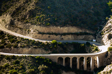 Fototapeta premium Road and viaduct from Granatilla viewpoint, Spain