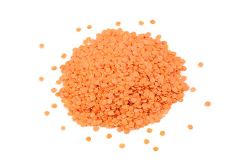 Pile of Lentils Isolated on White Background