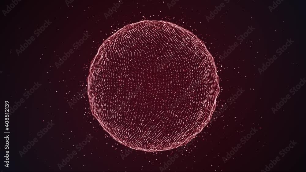 Poster abstract digital sphere glowing and flowing loop/ 4k animation of a digital technology sphere backgr