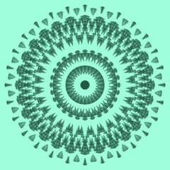 Mandala in green color for relaxation and meditation. Patterns for decoration. The mandala pattern. Blue ethnic patterns. An abstraction. 