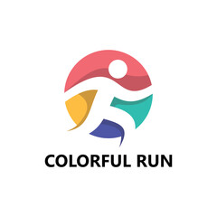 Colorful run logo template design