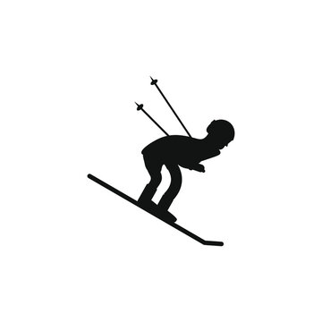 man practicing alpine skiing in mountain