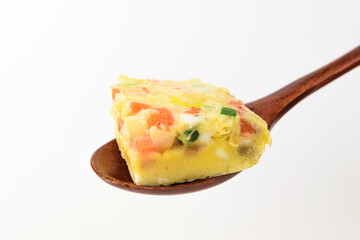 Steamed egg on white background
