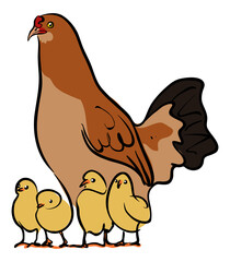 Hen with chicks stock illustration