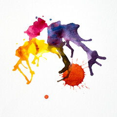 Colorful watercolor splashes on the white background