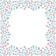 Fototapeta na wymiar Vector colorful flowers and berries seamless frame ornament pattern with hand drawn flowers on light background