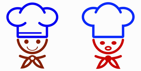 Chef icon. Kitchen utensils. Cafe icon. Fast food illustration. Vector icon.
