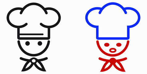 Chef icon. Kitchen utensils. Cafe icon. Fast food illustration. Vector icon.