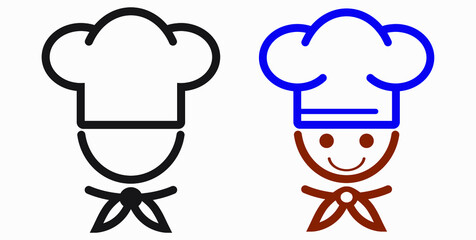 Chef icon. Kitchen utensils. Cafe icon. Fast food illustration. Vector icon.