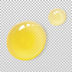 Transparent oil drops realistic vector illustration isolated. Skincare serum - obrazy, fototapety, plakaty