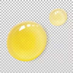 Fotobehang Transparent oil drops realistic vector illustration isolated. Skincare serum © Olha Kozachenko