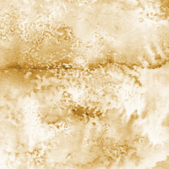 Gold ink and watercolor texture on white paper background. Paint leaks and decalcomania effects. Hand-painted gouache abstract image. Mess on the canvas.