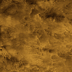 Gold ink and watercolor texture on white paper background. Paint leaks and decalcomania effects. Hand-painted gouache abstract image. Mess on the canvas.