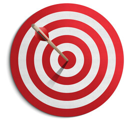 Red dartboard and arrow