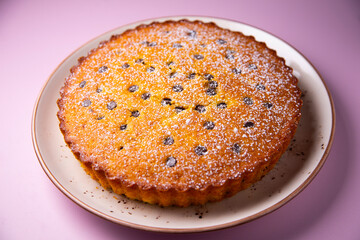 Orange cake with chocolate, delicious french recipe.