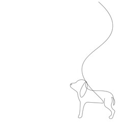 Dog line drawing, vector illustration