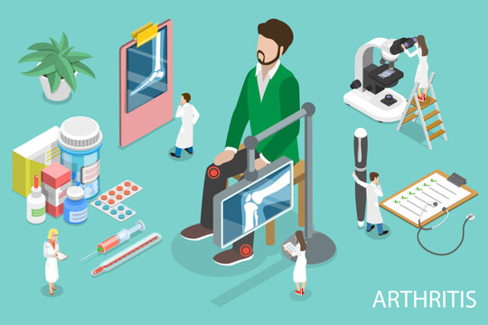 3D Isometric Flat Vector Conceptual Illustration of Arthritis, Treatment of Joints Disorder. - Powered by Adobe