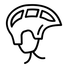 Player Headwear Hat with strap Concept, Sports Gear Helmet Vector line Icon Design, Ice hockey Symbol on white background, contact team game Sign, Winter Sport equipment Stock,
