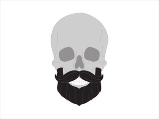 Hipster skull of a man with beard, mustache, and glasses.
Barber symbol silhouette isolated on white background. 
Vector illustration for hairdresser, Website page and mobile app design. 
