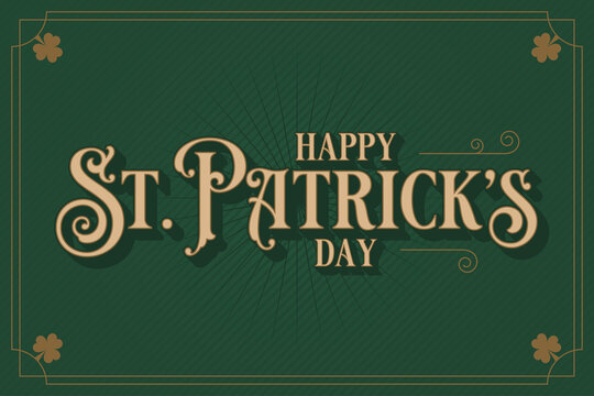 Patrick day card. Patrick lettering on green