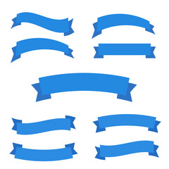 Glossy waving ribbon banners labels. Banner ribbon vector set