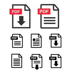 PDF File Icons. Document icon set. File Icons line style illustration
