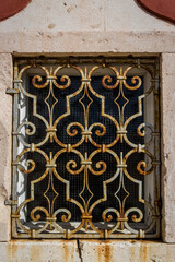 Rusty window grille, Nin, a historic town in the Zadar County, Dalmatia, Croatia