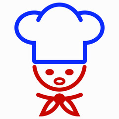 Chef icon. Kitchen utensils. Cafe icon. Fast food illustration. Vector icon.