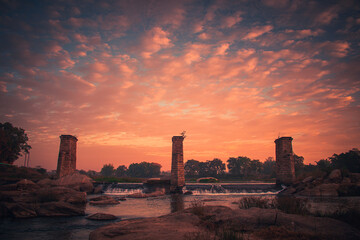 river ruins at sunrise
