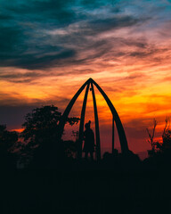 Fototapeta na wymiar monument silhouette at sunset
