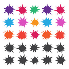 Starburst explosion comic shapes. Speech boom bubble © 3dwithlove