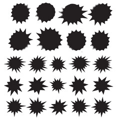 Set of vector starburst, sunburst badges. Starburst isolated icons set