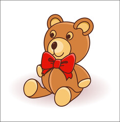 Cute Cartoon Teddy Bear on a white background