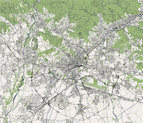 map of the city of Bergamo, Lombardy, Italy