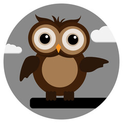 Owl shows its wing to the right Vector Image
