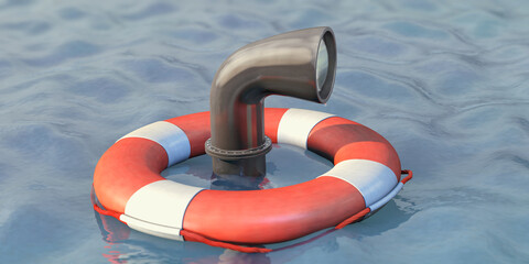 Periskop taucht im Rettungsring auf