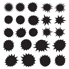 Colorful paper starburst speech bubbles. Starburst isolated icons set