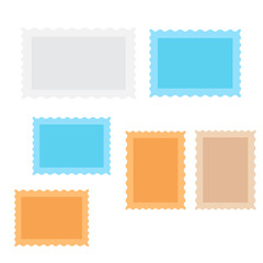 Postage stamps and mail stamp. Set of postal stamp frame background