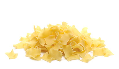 Pasta all'uovo pile isolated on white background
