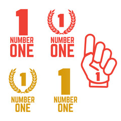 Number one retro labels. Set of one number logo. First place badge