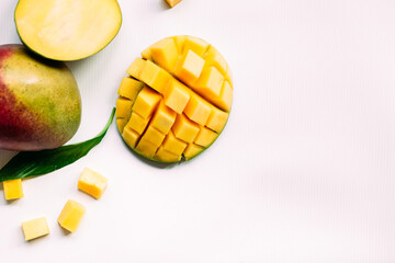 Ripe mango on a white background.